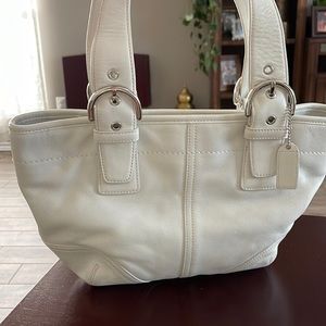 Vintage Coach Bag. Never used and carefully stored. Thick white soft leather .